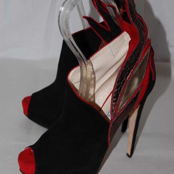 EU37/US7❤️Brian Atwood Suede Leather High Heel Platform Ankle Boots Bootie ITALY - Picture 6 of 15